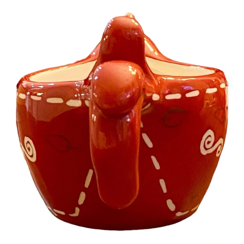 Vintage Style Red Ceramic Rooster Bowl Cottagecore Farmhouse Decor